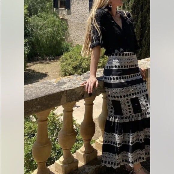 ZARA EMBROIDERED MIDI SKIRT - Picture 9 of 11